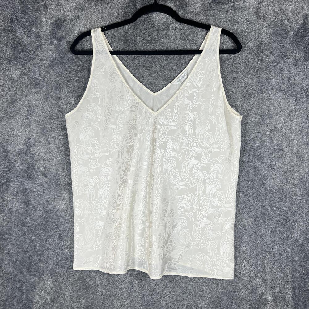 PARTNERS Tank Womens L White Camisole Damask V-Neck Lightweight Formal USA